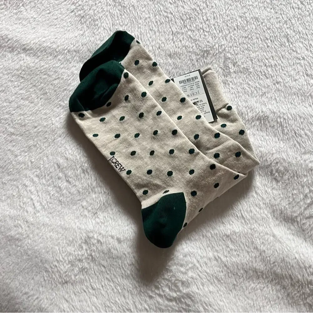 J.Crew Men’s Gray and Green Dot Socks NWT OS